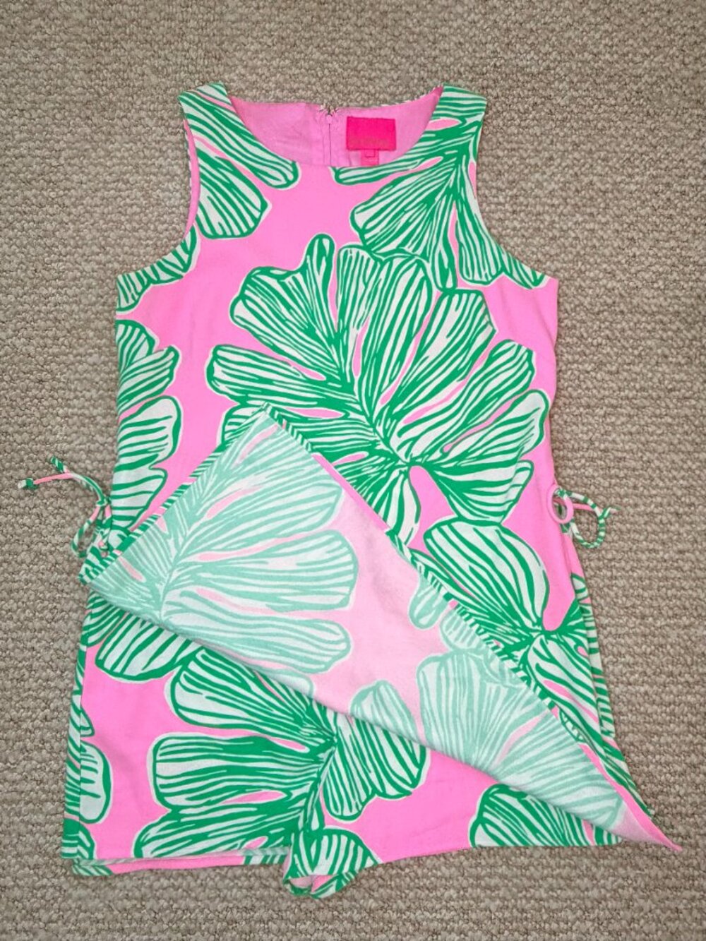 Lilly Pulitzer Donna Romper “Who Let the Fronds Out” Pink Green Print Size 10 - Picture 4 of 13